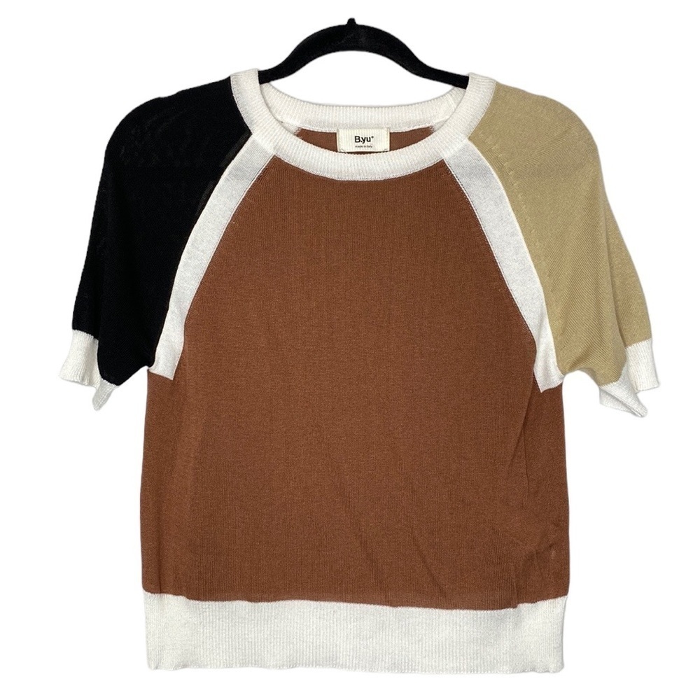 B.Yu Colorblock Short Sleeve Sweater Size S